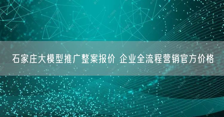石家庄大模型推广整案报价 企业全流程营销官方价格