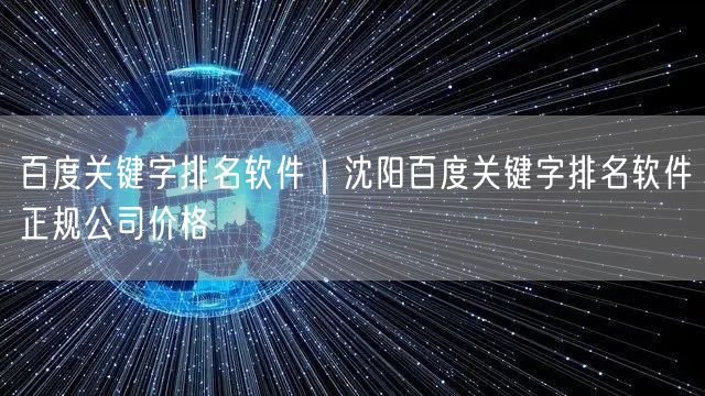 百度关键字排名软件｜沈阳百度关键字排名软件正规公司价格