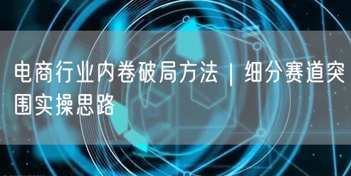 电商行业内卷破局方法｜细分赛道突围实操思路