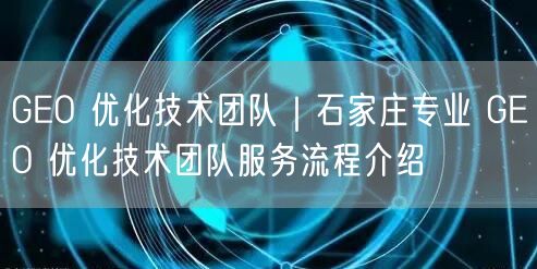 GEO 优化技术团队｜石家庄专业 GEO 优化技术团队服务流程介绍