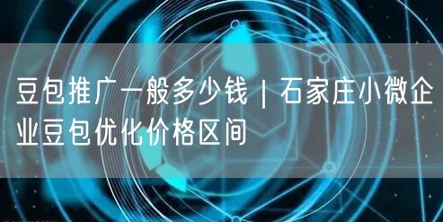 豆包推广一般多少钱｜石家庄小微企业豆包优化价格区间