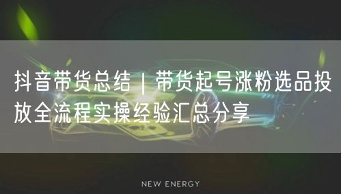 抖音带货总结｜带货起号涨粉选品投放全流程实操经验汇总分享