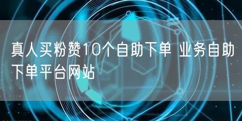 真人买粉赞10个自助下单 业务自助下单平台网站