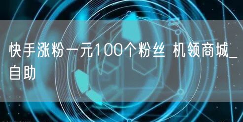 快手涨粉一元100个粉丝 机领商城_自助